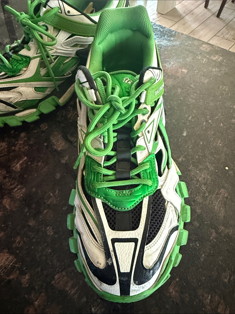 Balenciaga Green White Black Layered Track Sneakers - Picture 5 of 9
